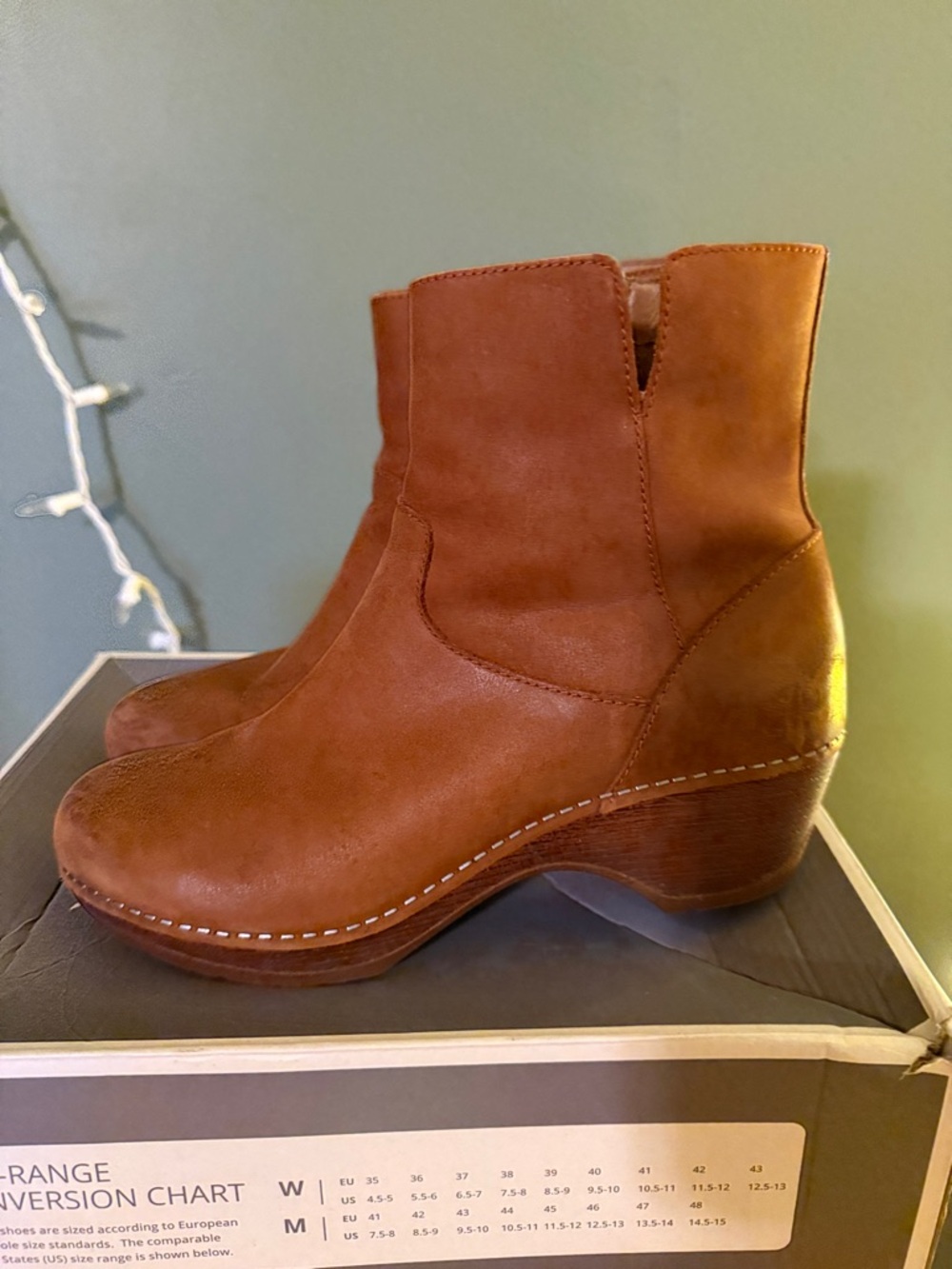 Dansko Cognac Leather Ankle Booties